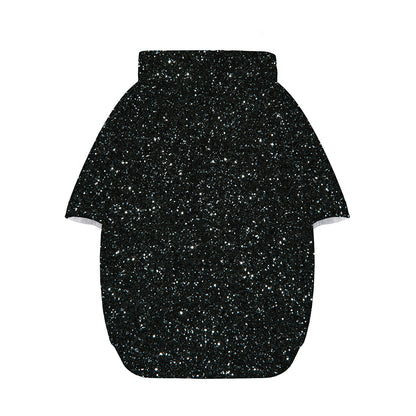 Black (NOT Real) Glitter Print Dog Zip Up Hoodie