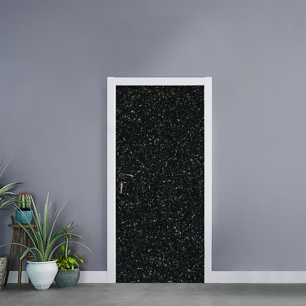 Black (NOT Real) Glitter Print Door Sticker