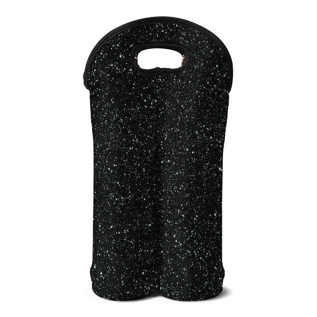 Black (NOT Real) Glitter Print Double Neoprene Wine Tote