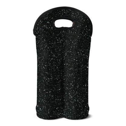 Black (NOT Real) Glitter Print Double Neoprene Wine Tote