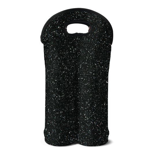 Black (NOT Real) Glitter Print Double Neoprene Wine Tote