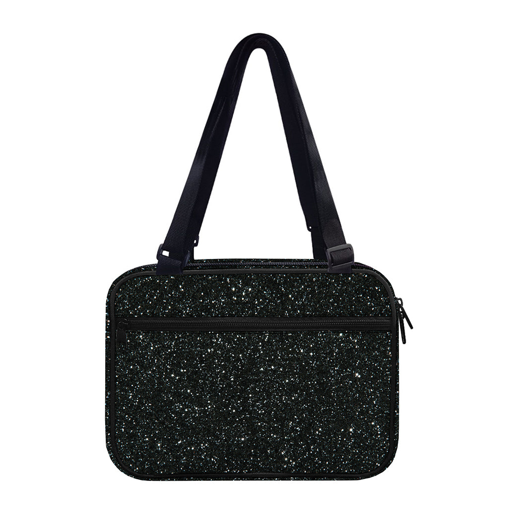 Black (NOT Real) Glitter Print Double Strap Bible Bag