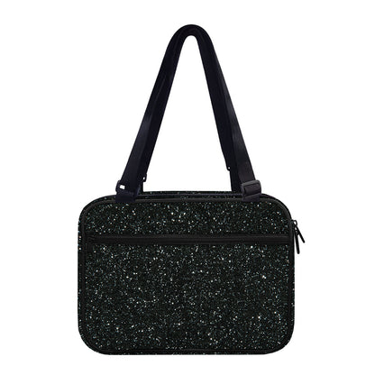 Black (NOT Real) Glitter Print Double Strap Bible Bag