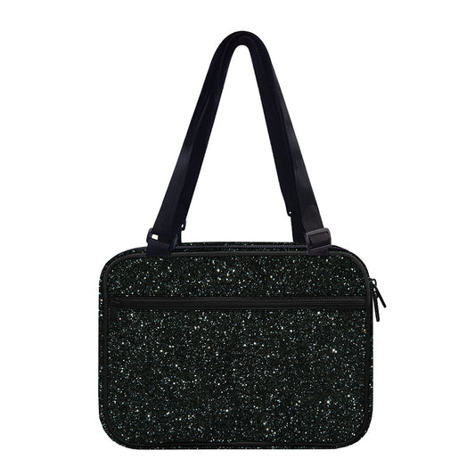 Black (NOT Real) Glitter Print Double Strap Bible Bag