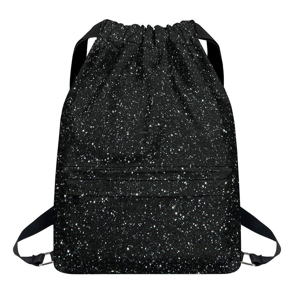 Black (NOT Real) Glitter Print Drawstring Backpack