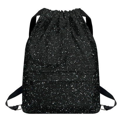 Black (NOT Real) Glitter Print Drawstring Backpack