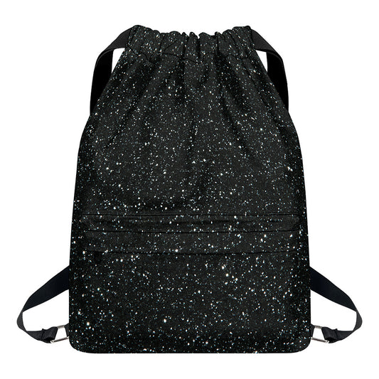 Black (NOT Real) Glitter Print Drawstring Backpack