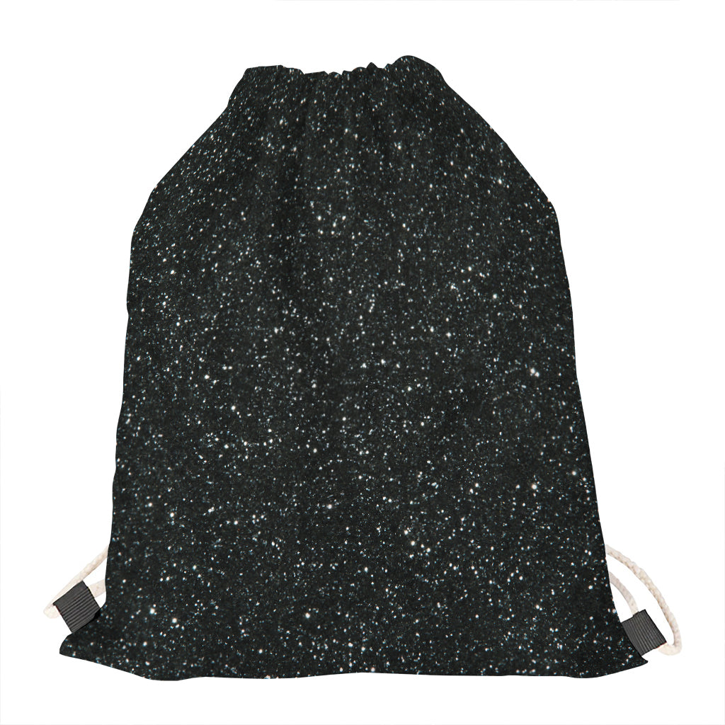 Black (NOT Real) Glitter Print Drawstring Bag