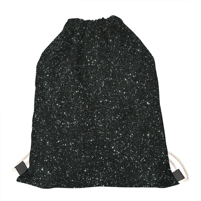 Black (NOT Real) Glitter Print Drawstring Bag