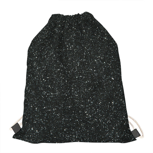 Black (NOT Real) Glitter Print Drawstring Bag