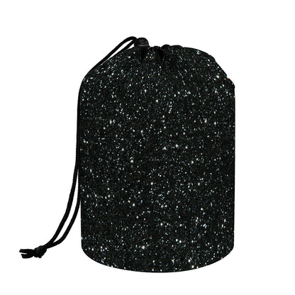 Black (NOT Real) Glitter Print Drawstring Makeup Bag