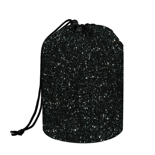 Black (NOT Real) Glitter Print Drawstring Makeup Bag