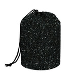 Black (NOT Real) Glitter Print Drawstring Makeup Bag