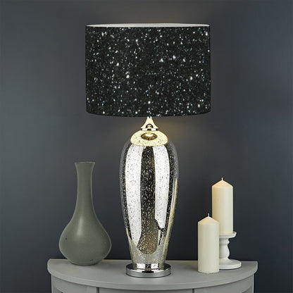 Black (NOT Real) Glitter Print Drum Lamp Shade