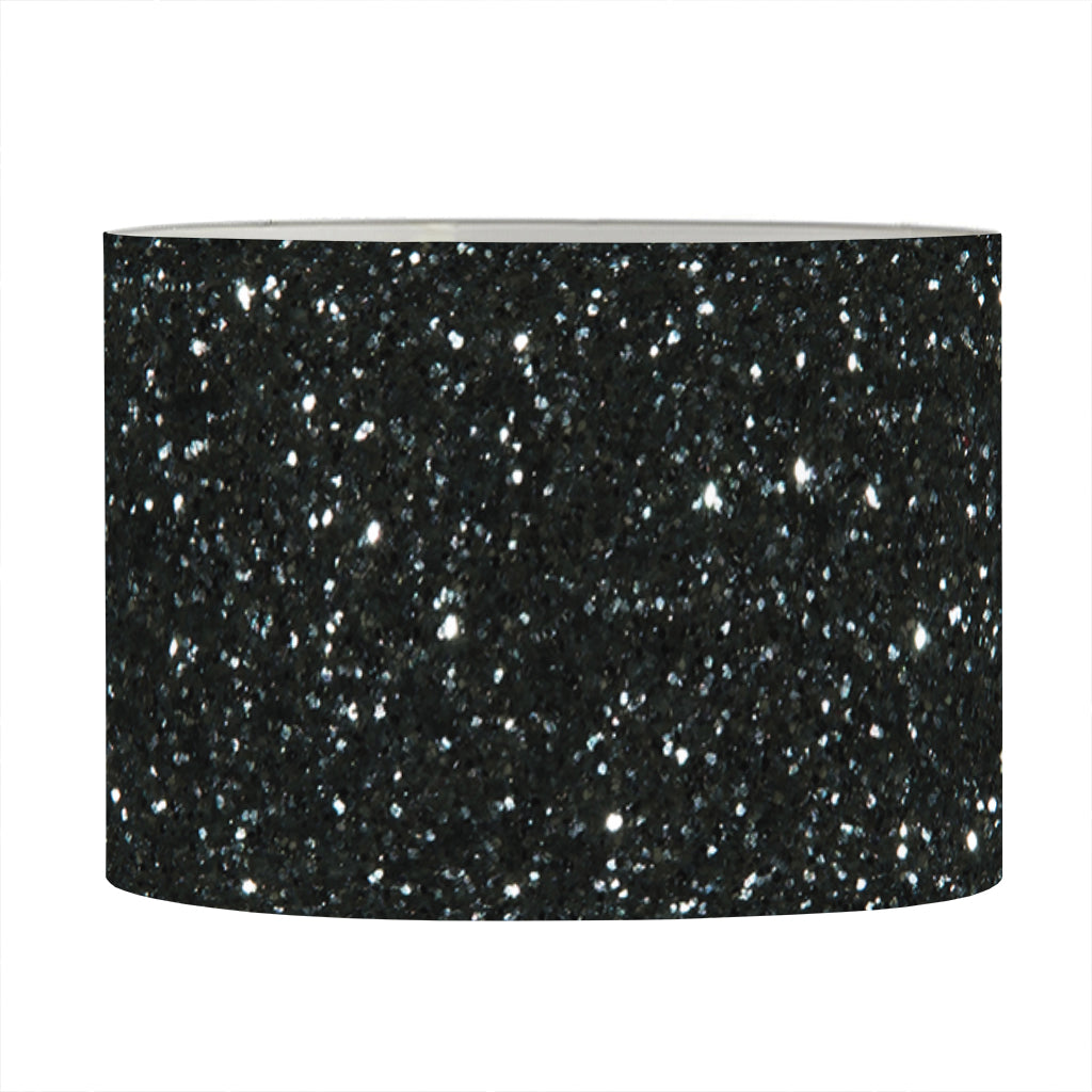 Black (NOT Real) Glitter Print Drum Lamp Shade