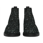 Black (NOT Real) Glitter Print Flat Ankle Boots