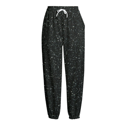 Black (NOT Real) Glitter Print Fleece Lined Knit Pants