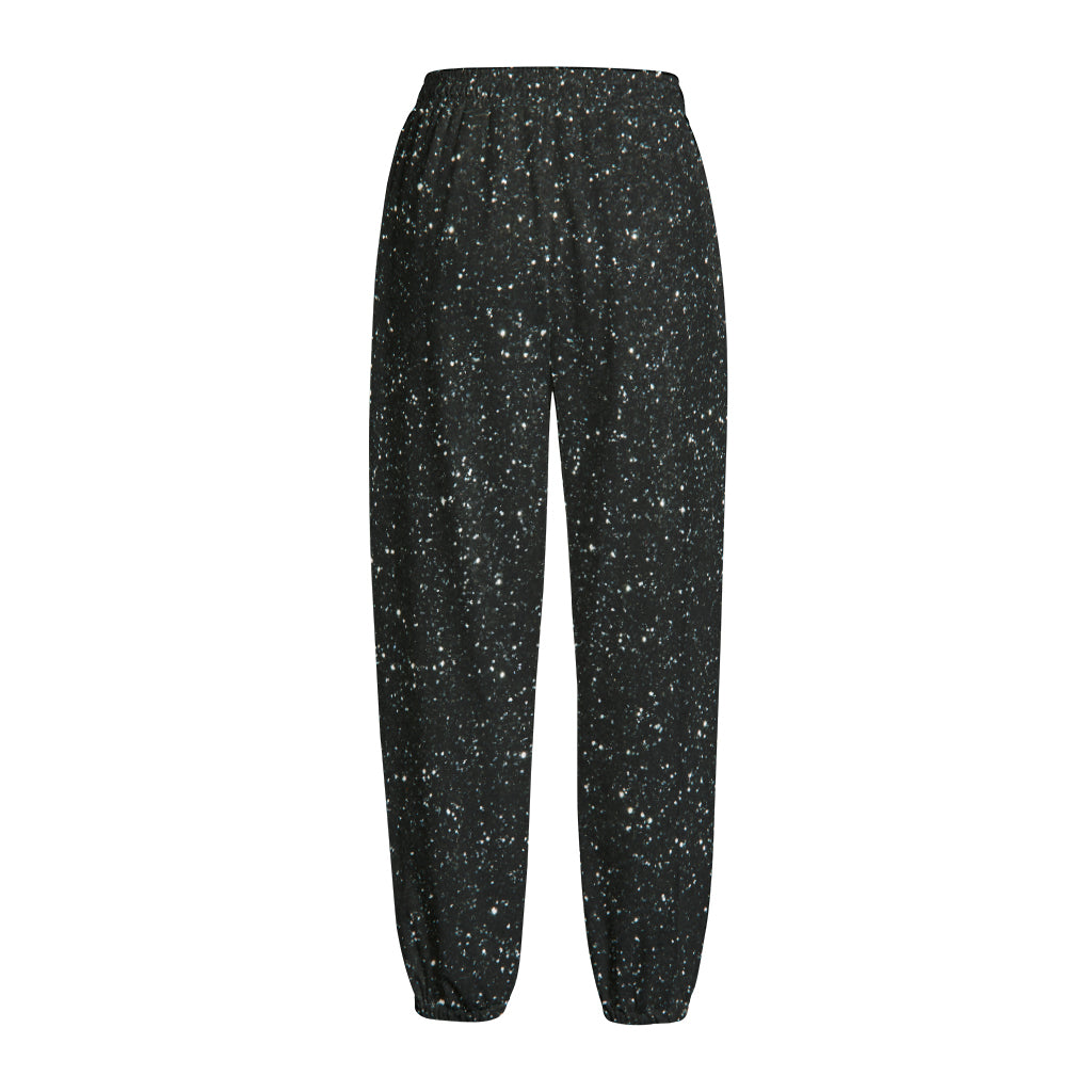 Black (NOT Real) Glitter Print Fleece Lined Knit Pants