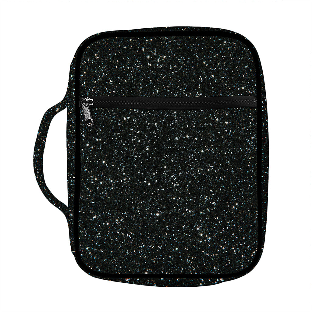 Black (NOT Real) Glitter Print Front Pocket Bible Bag