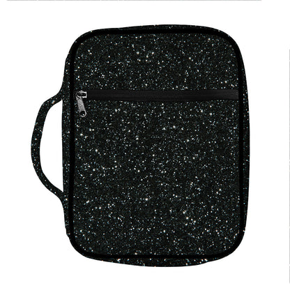 Black (NOT Real) Glitter Print Front Pocket Bible Bag