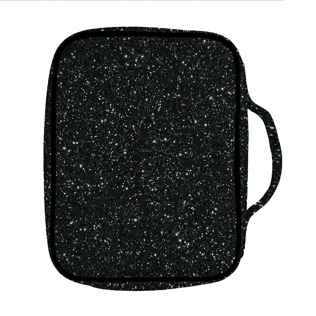 Black (NOT Real) Glitter Print Front Pocket Bible Bag