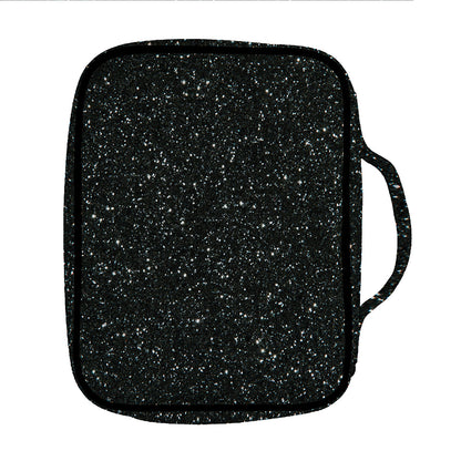 Black (NOT Real) Glitter Print Front Pocket Bible Bag