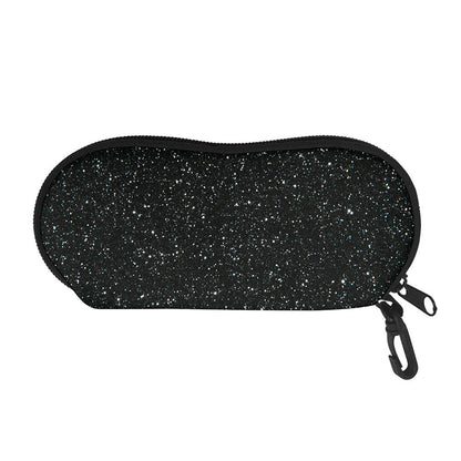 Black (NOT Real) Glitter Print Glasses Case