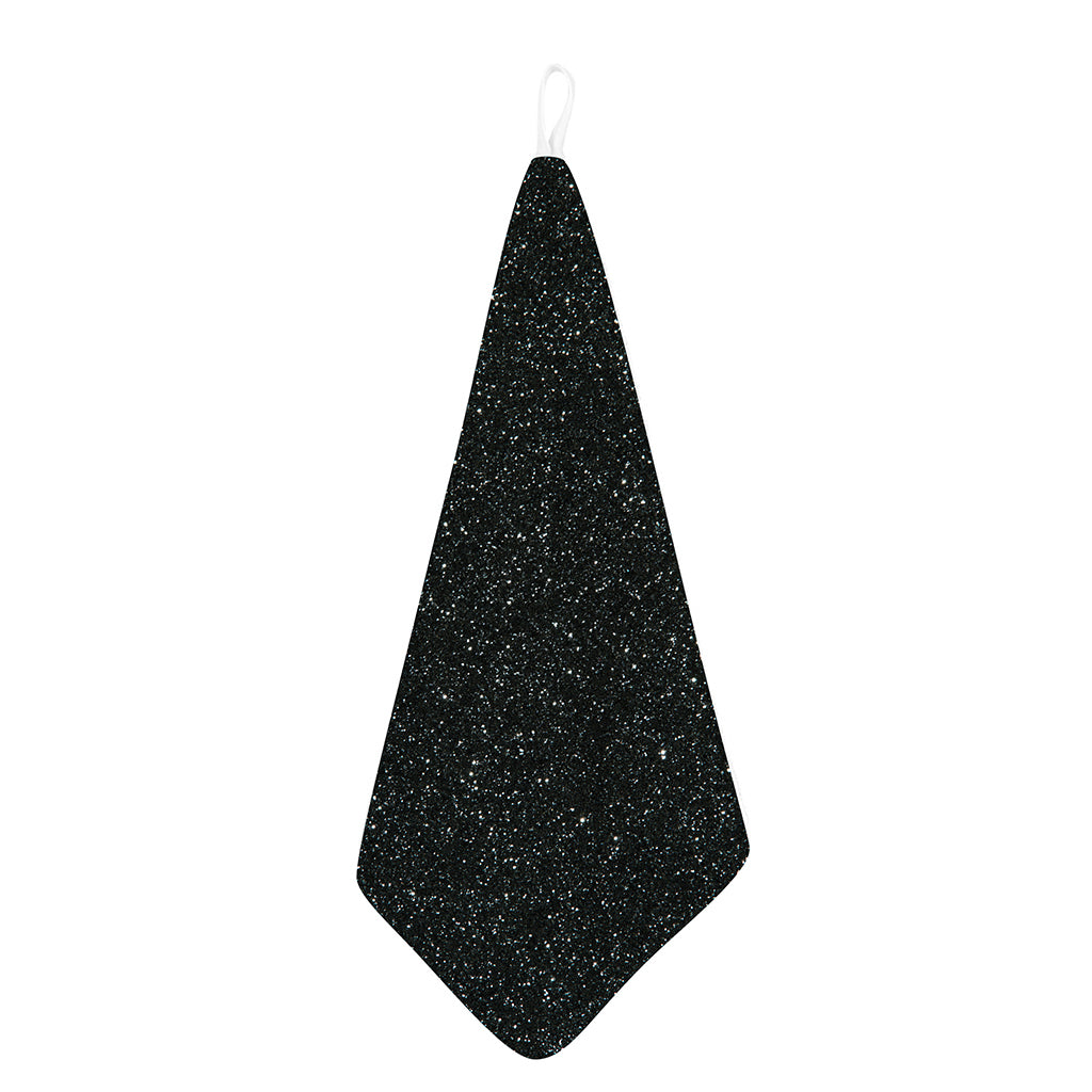 Black (NOT Real) Glitter Print Hand Towel