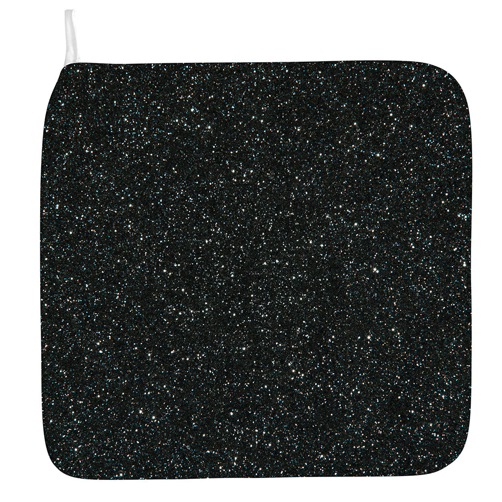 Black (NOT Real) Glitter Print Hand Towel