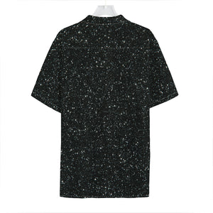 Black (NOT Real) Glitter Print Hawaiian Shirt