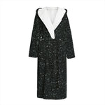 Black (NOT Real) Glitter Print Hooded Bathrobe