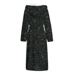 Black (NOT Real) Glitter Print Hooded Bathrobe