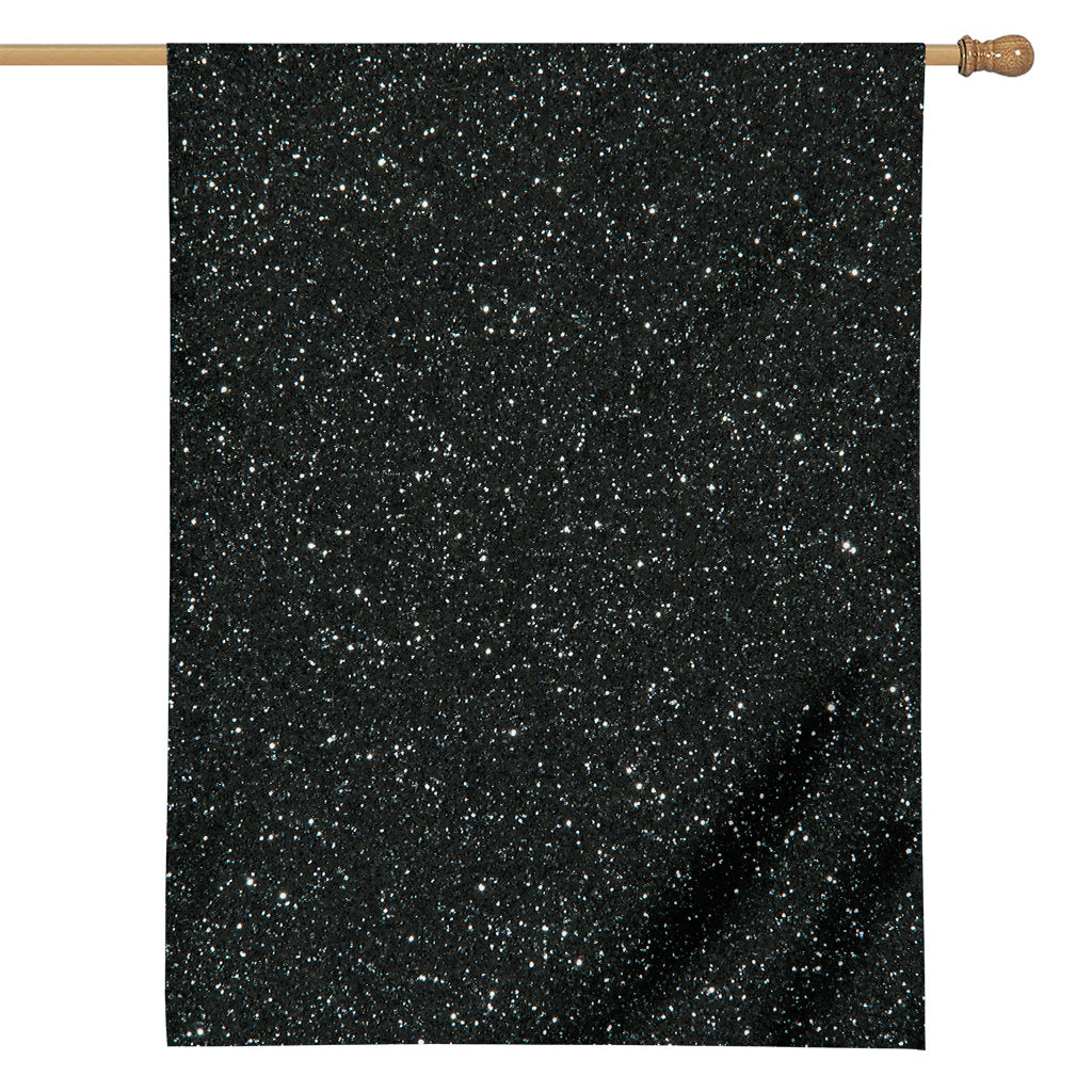 Black (NOT Real) Glitter Print House Flag