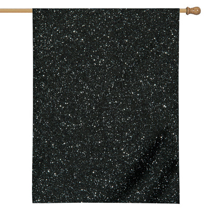 Black (NOT Real) Glitter Print House Flag