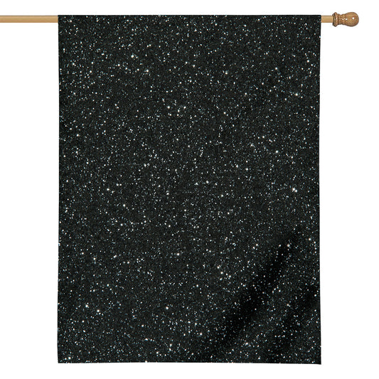 Black (NOT Real) Glitter Print House Flag