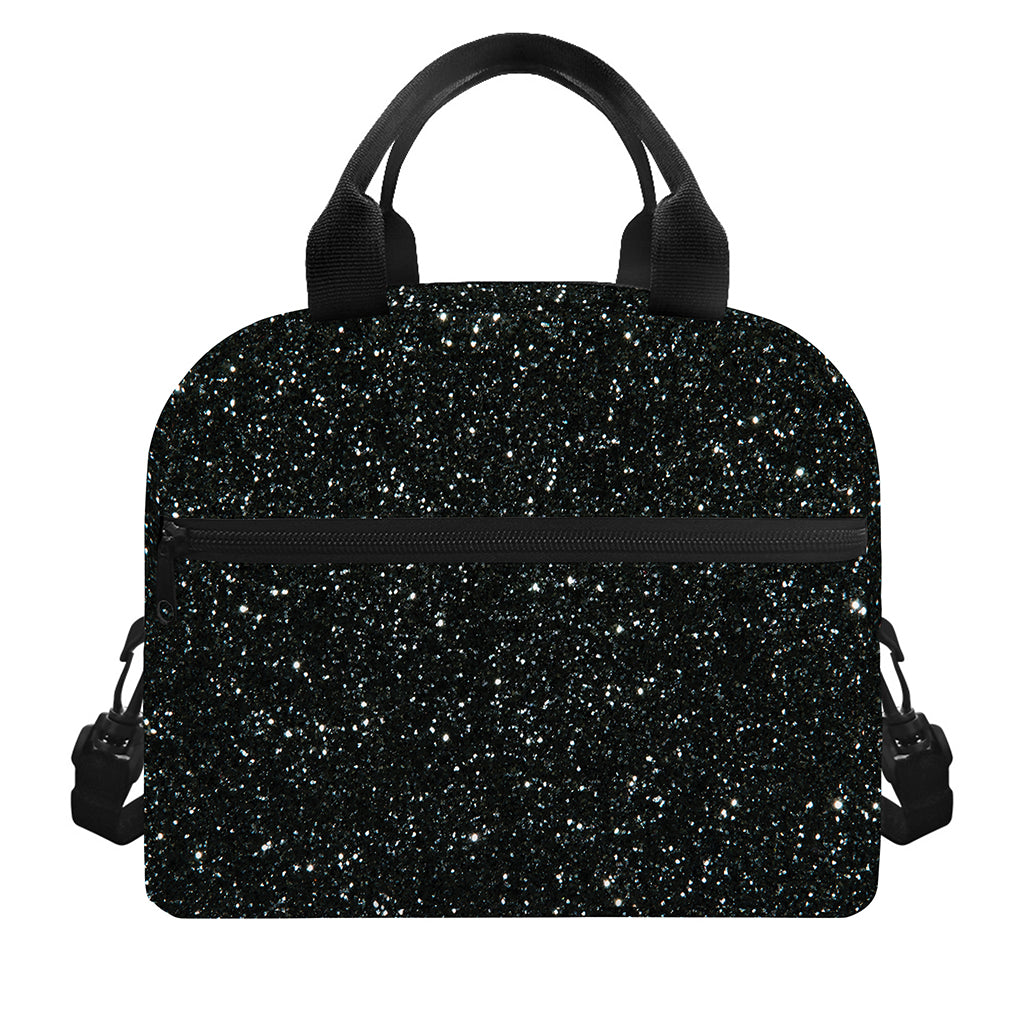 Black (NOT Real) Glitter Print Insulated Lunch Bag