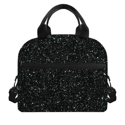 Black (NOT Real) Glitter Print Insulated Lunch Bag