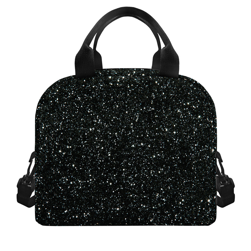 Black (NOT Real) Glitter Print Insulated Lunch Bag