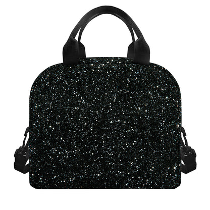Black (NOT Real) Glitter Print Insulated Lunch Bag