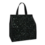 Black (NOT Real) Glitter Print Insulated Lunch Tote