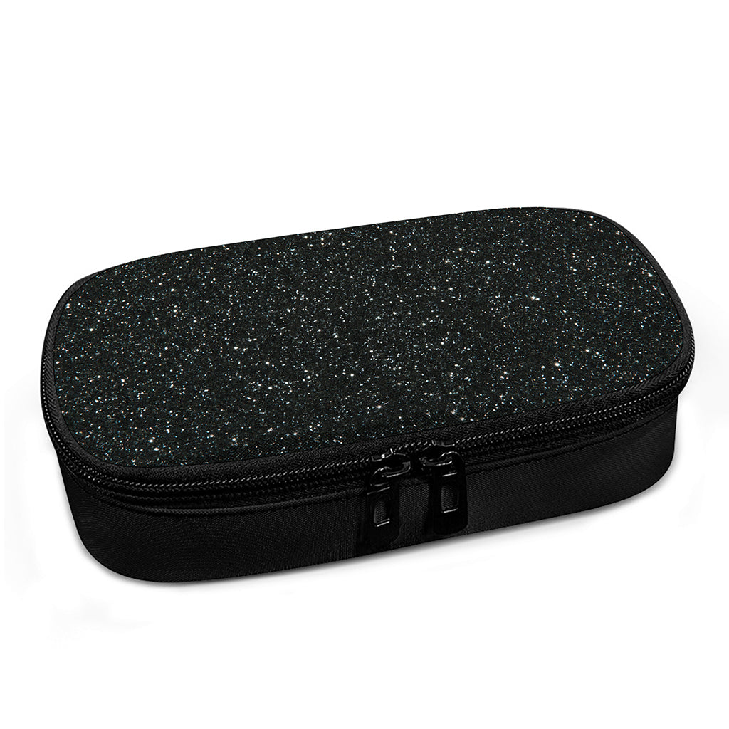 Black (NOT Real) Glitter Print Insulin Cooler Travel Case