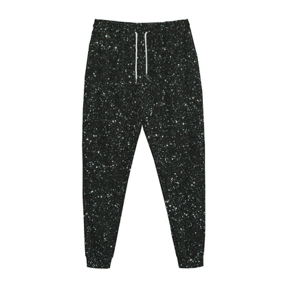 Black (NOT Real) Glitter Print Jogger Pants