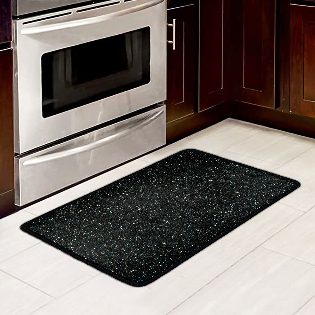 Black (NOT Real) Glitter Print Kitchen Mat