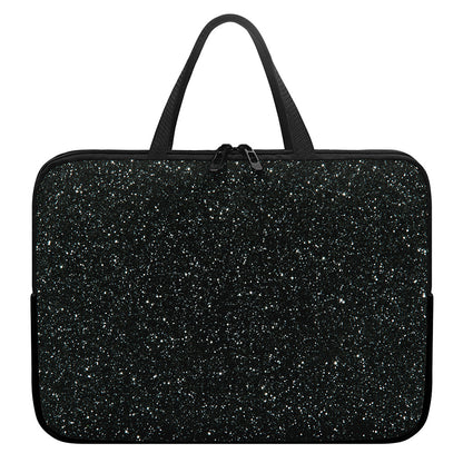 Black (NOT Real) Glitter Print Laptop Sleeve With Handle