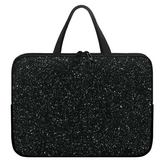 Black (NOT Real) Glitter Print Laptop Sleeve With Handle