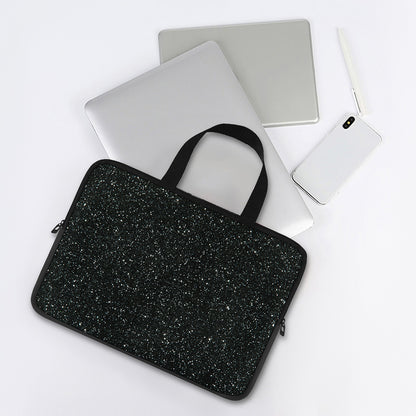 Black (NOT Real) Glitter Print Laptop Sleeve With Handle