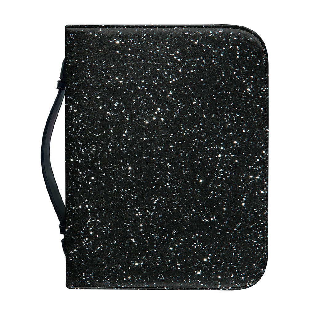 Black (NOT Real) Glitter Print Leather Bible Cover