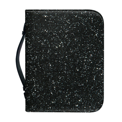 Black (NOT Real) Glitter Print Leather Bible Cover