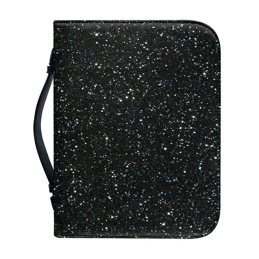 Black (NOT Real) Glitter Print Leather Bible Cover