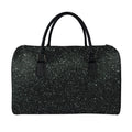Black (NOT Real) Glitter Print Leather Duffel Bag